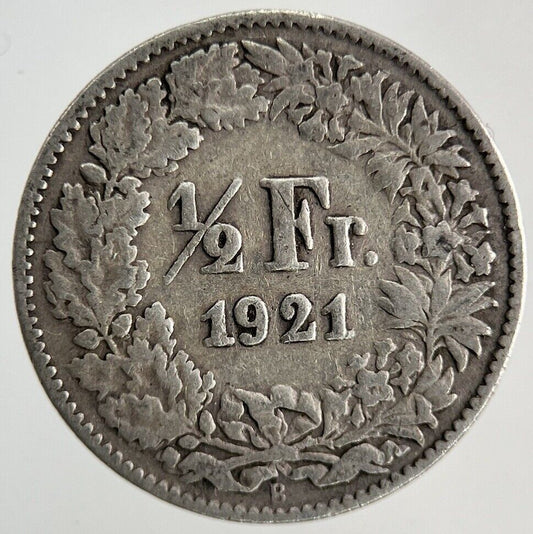 1921 Switzerland Swiss 1/2 Half Franc Silver Coin | Fine Collectable Grade