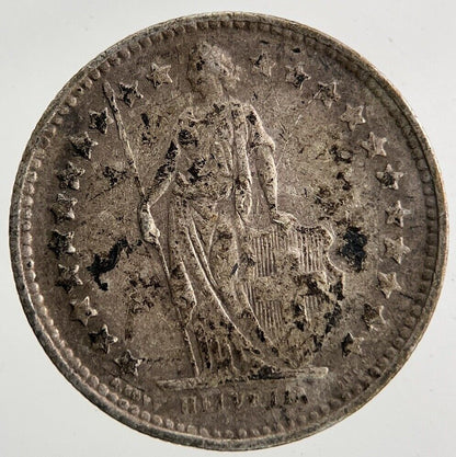 1921 Switzerland Swiss 1/2 Half Franc Silver Coin | Fine Collectable Grade