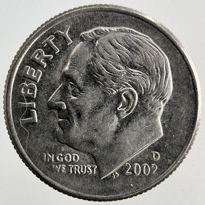 2002 - D US USA Roosevelt Dime Coin | Very High Grade