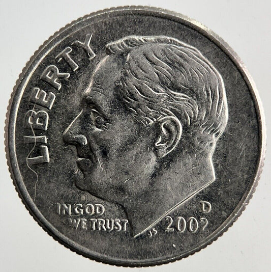 2002 - D US USA Roosevelt Dime Coin | Very High Grade