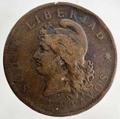 1884 Argentina Dos 2 Centavos Coin | Collectable Grade