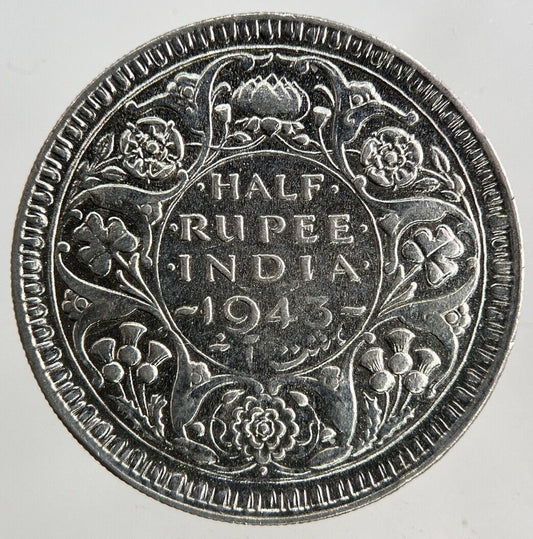 1943 India 1/2 Half Rupee Silver Coin | Very High Grade