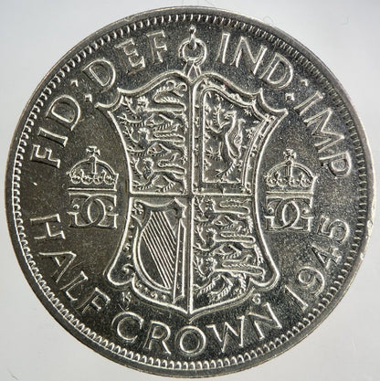 1945 George VI Half - Crown Silver Coin | Fine Collectable Grade