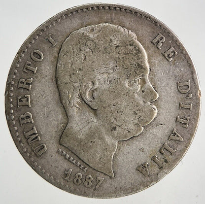 1887 Italy 1 Lira Silver Coin | Collectable Grade