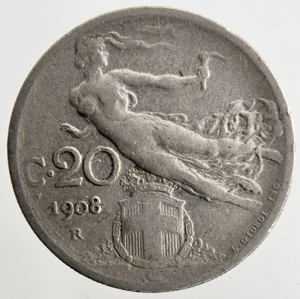 1908 Italy 20 Centesimi Coin | Fine Collectable Grade