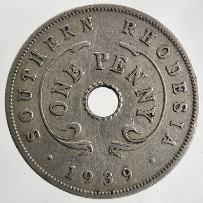 1939 Southern Rhodesia Africa One Penny Coin | Fine Collectable Grade