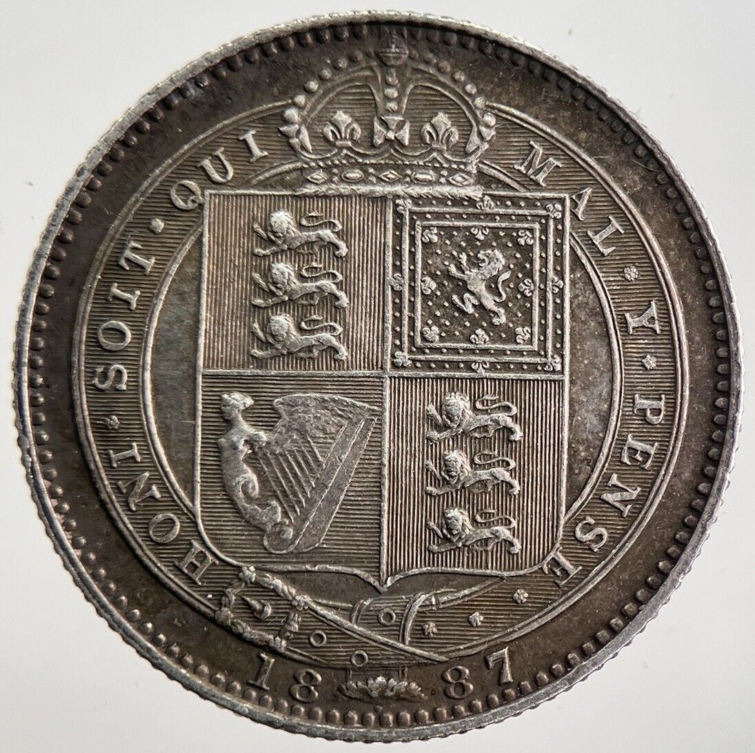 1887 Victoria Shilling Silver Coin | Very High Grade | a3936