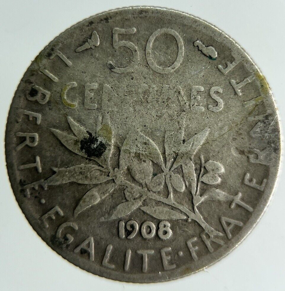 1908 France 50 Centimes Silver Coin | Collectable Grade