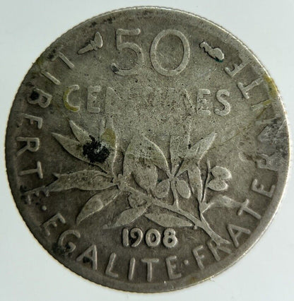 1908 France 50 Centimes Silver Coin | Collectable Grade