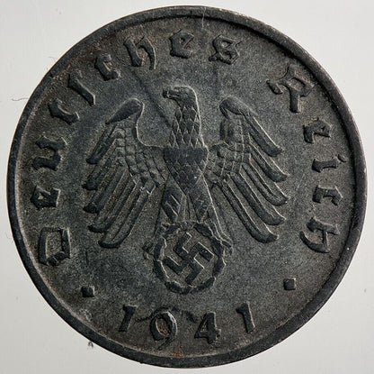 1941-B Germany Nazi 10 Pfennig Coin | Fine Collectable Grade | a1818
