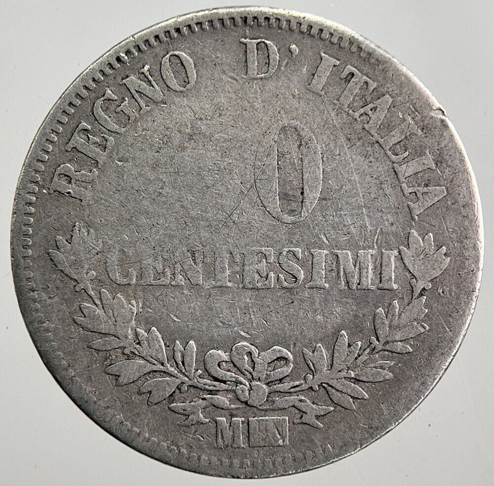 1863 Italy 50 Centesimi Silver Coin | Collectable Grade | a7969