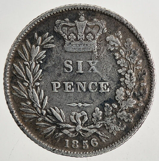 1856 Victoria Sixpence Silver Coin | Very High Grade | a9606