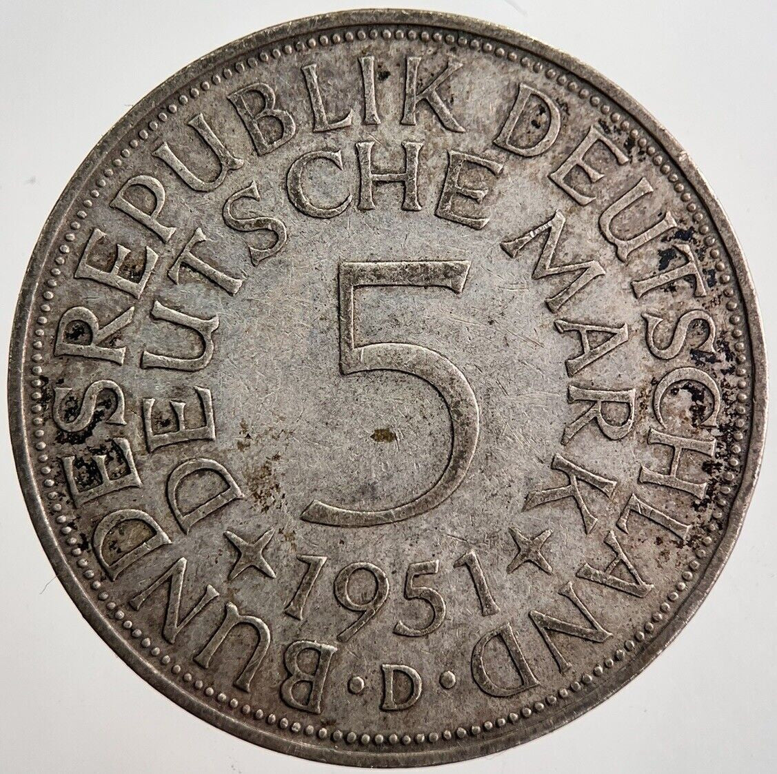 1951 - D Germany 5 Mark Silver Coin | Very High Grade | a7783