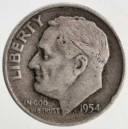 1954 - D US USA Roosevelt Dime Silver Coin | Collectable Grade