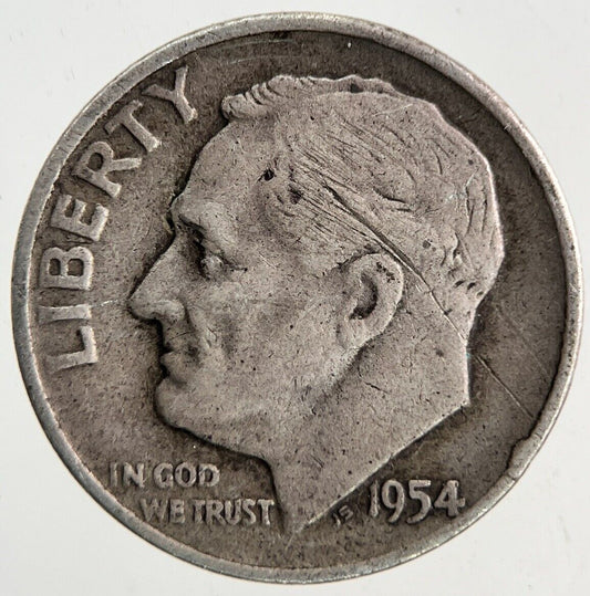 1954 - D US USA Roosevelt Dime Silver Coin | Collectable Grade