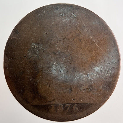 1876 Victoria One Penny Coin | Worn Grade