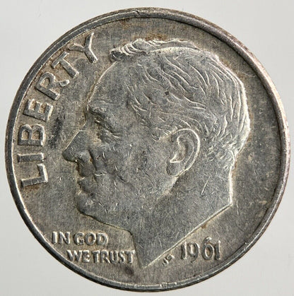 1961 - D US USA Roosevelt Dime Silver Coin | Fine Collectable Grade