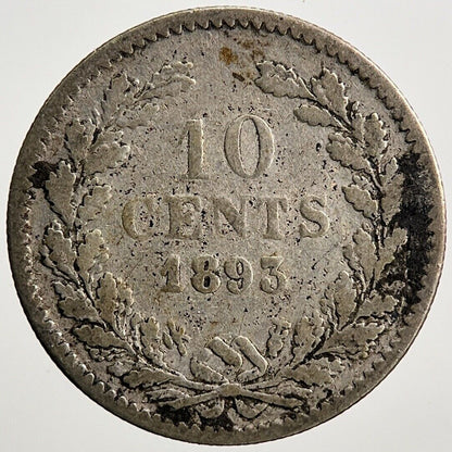 1893 Netherlands 10 Cents Silver Coin | Collectable Grade | a3744