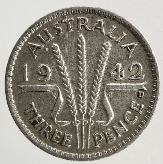 1942 - D Australia Threepence Silver Coin | Fine Collectable Grade