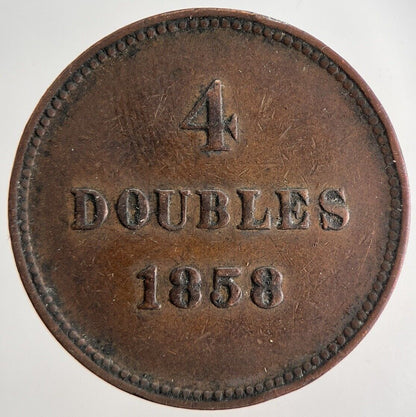 1858 Guernsey 4 Doubles Coin | Very High Grade | a5252