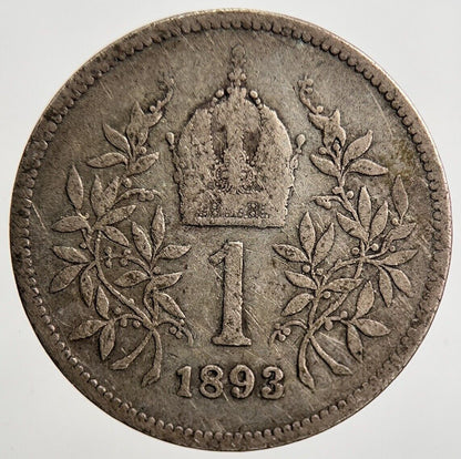 1893 Austria - Hungary 1 One Korona Silver Coin | Collectable Grade | a2100