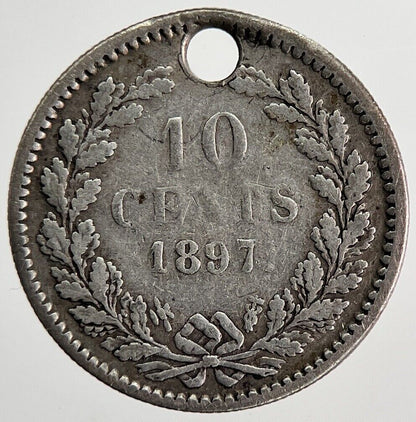 1897 Netherlands 10 Cents Silver Coin | Fine Collectable Grade | a6219