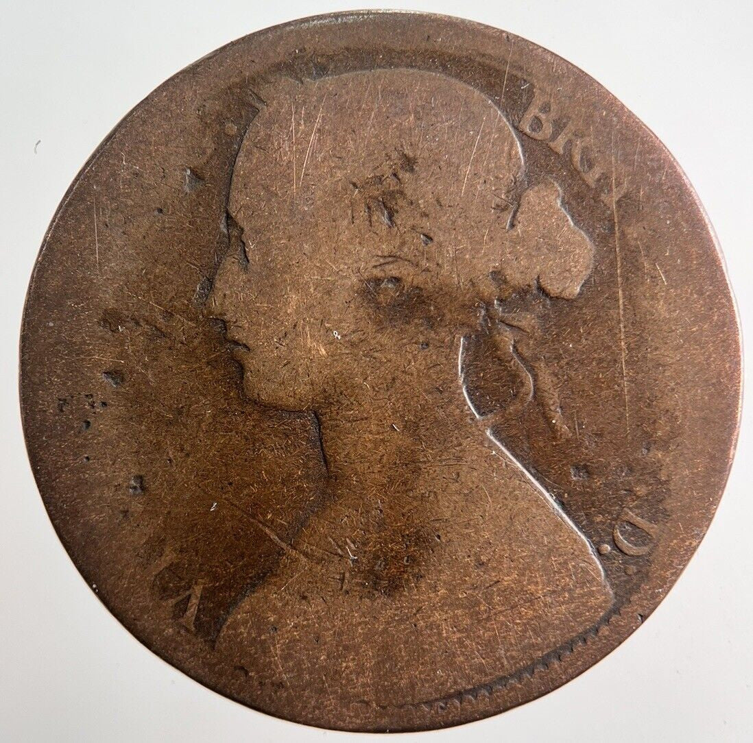 1874 - H Victoria One Penny Coin | Worn Grade