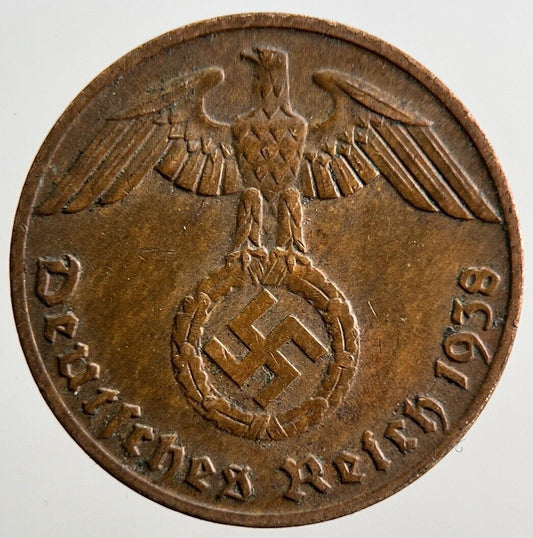 1938 - J Germany Nazi 1 Pfennig Coin | Very High Grade | a2941