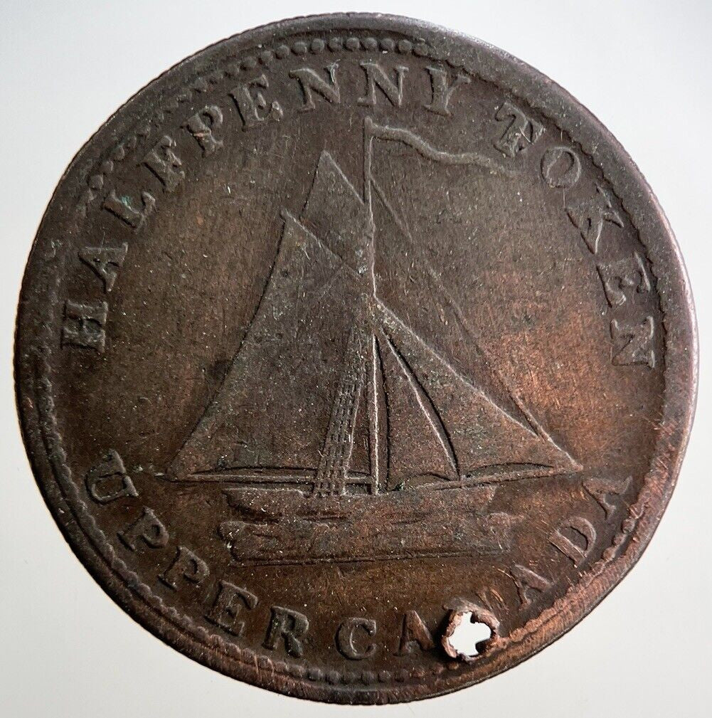 1820 Canada Commercial Change Half - Penny Token Coin | Collectable Grade | a2926