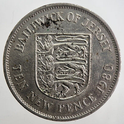 1980 Jersey 10p 10 Ten - Pence Coin | Very High Grade | a4994