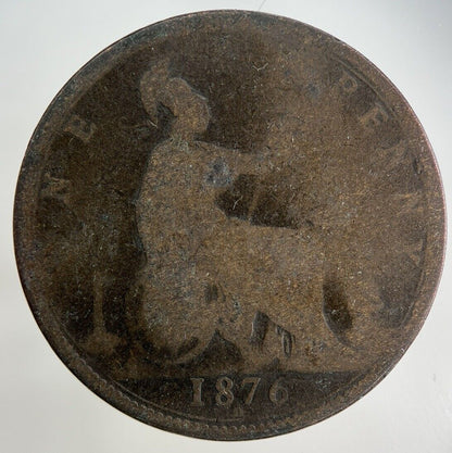 1876 - H Victoria One Penny Coin | Fair Grade