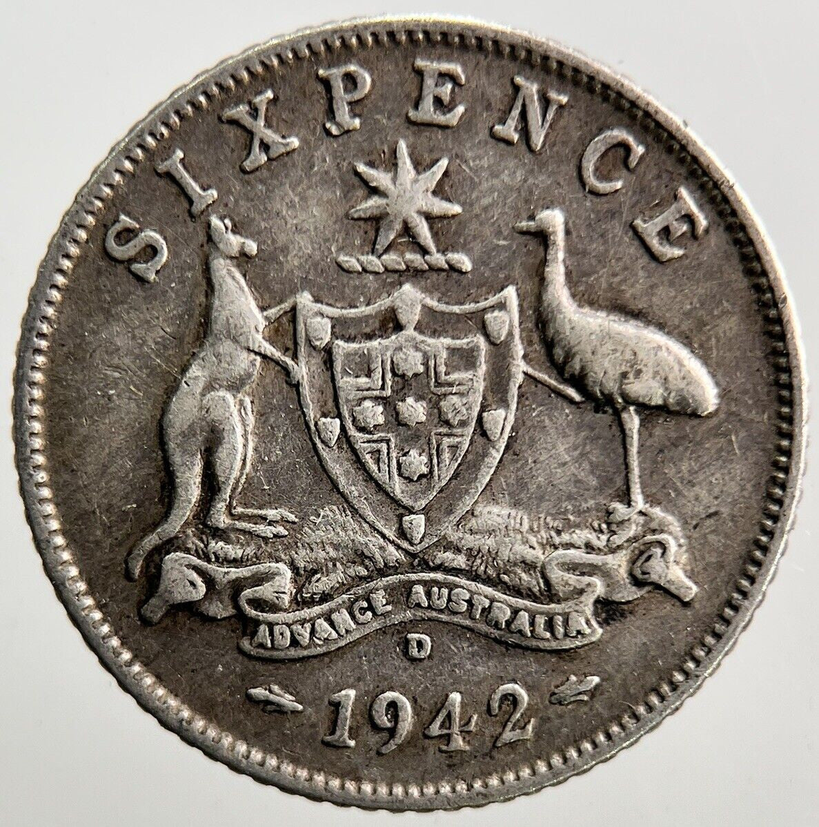 1942 - D Australia Sixpence Silver Coin | Fine Collectable Grade | a3729