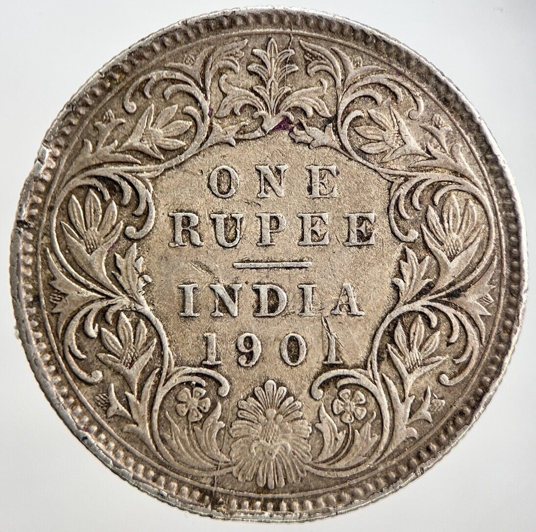 1901 India One Rupee Silver Coin | Very High Grade | a991