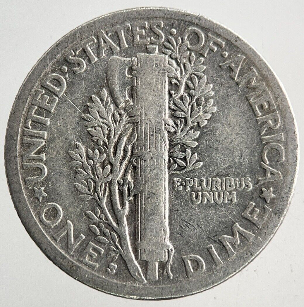 1919 - S US USA Mercury One Dime Silver Coin | Collectable Grade