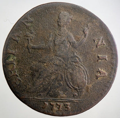 1773 George 3rd III Half - Penny Coin | Fine Collectable Grade | a7995