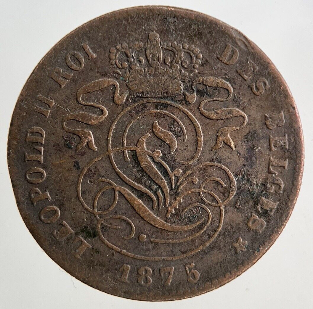 1875 Belgium 2 Cents Centimes Coin | Fine Collectable Grade