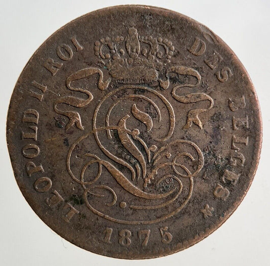 1875 Belgium 2 Cents Centimes Coin | Fine Collectable Grade