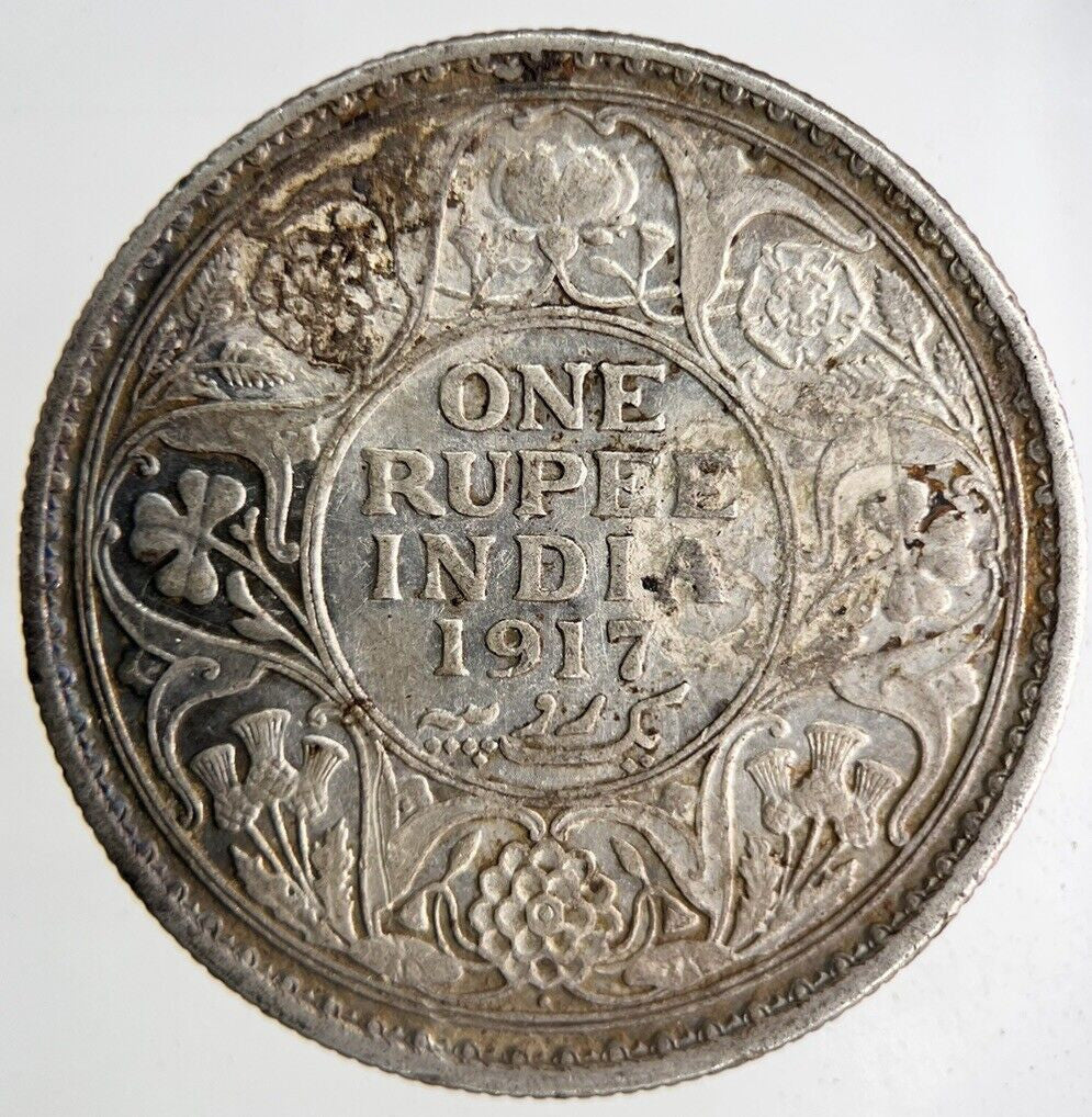 1917 India One Rupee Silver Coin | Fine Collectable Grade