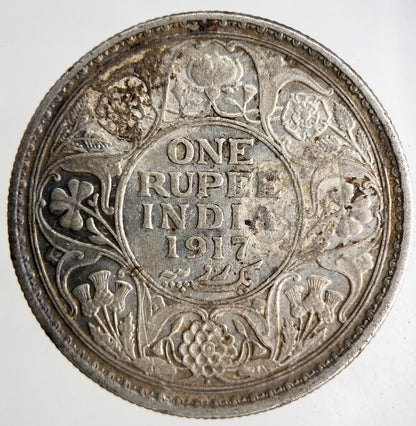 1917 India One Rupee Silver Coin | Fine Collectable Grade