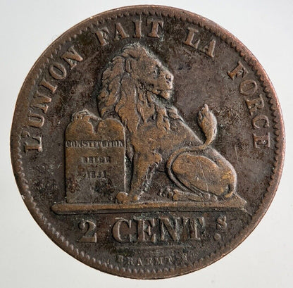 1875 Belgium 2 Cents Centimes Coin | Fine Collectable Grade