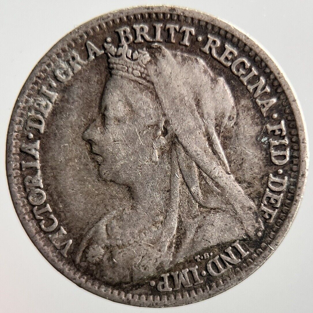1900 Veiled Head Victoria Threepence Silver Coin | Fine Collectable Grade a4066