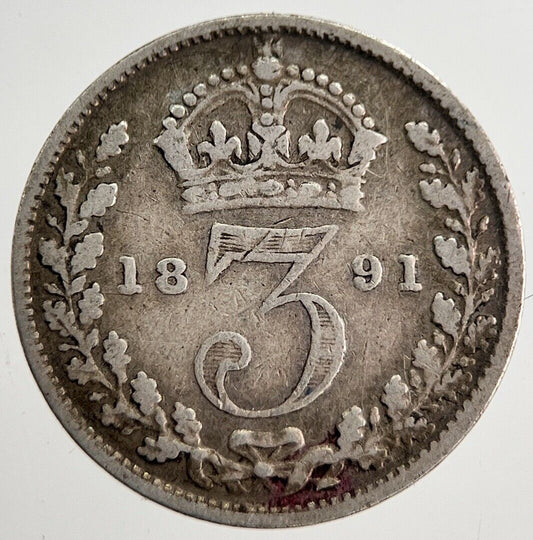 1891 Victoria Threepence Silver Coin | Fine Collectable Grade | a8544
