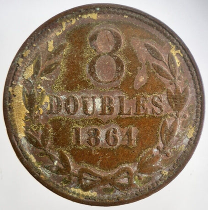 1864 Guernsey 8 Doubles Coin | Collectable Grade | a5539