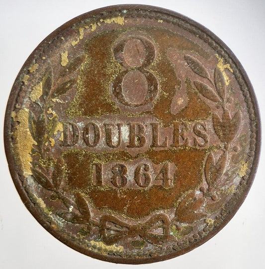 1864 Guernsey 8 Doubles Coin | Collectable Grade | a5539