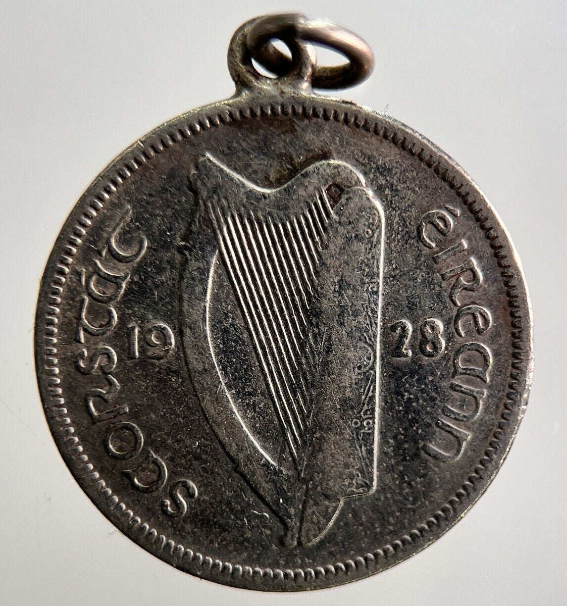 1928 Irish Sixpence Dog Coin Amulet | Fine Collectable Grade | a2905