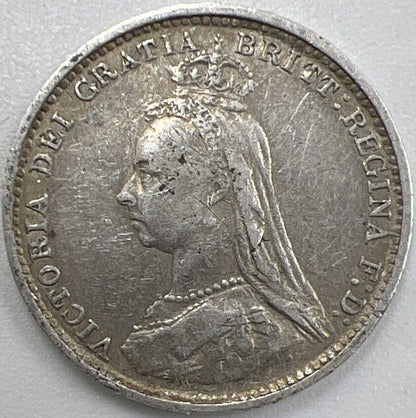 1889 Threepence | British Silver Coin | Victoria | Fine Grade | a065