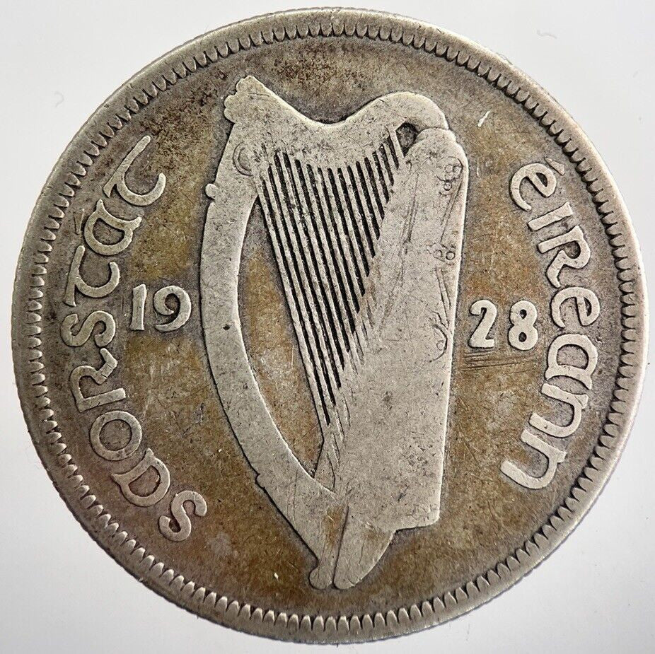 1928 Irish Half - Crown Horse Silver Coin | Collectable Grade | a7579