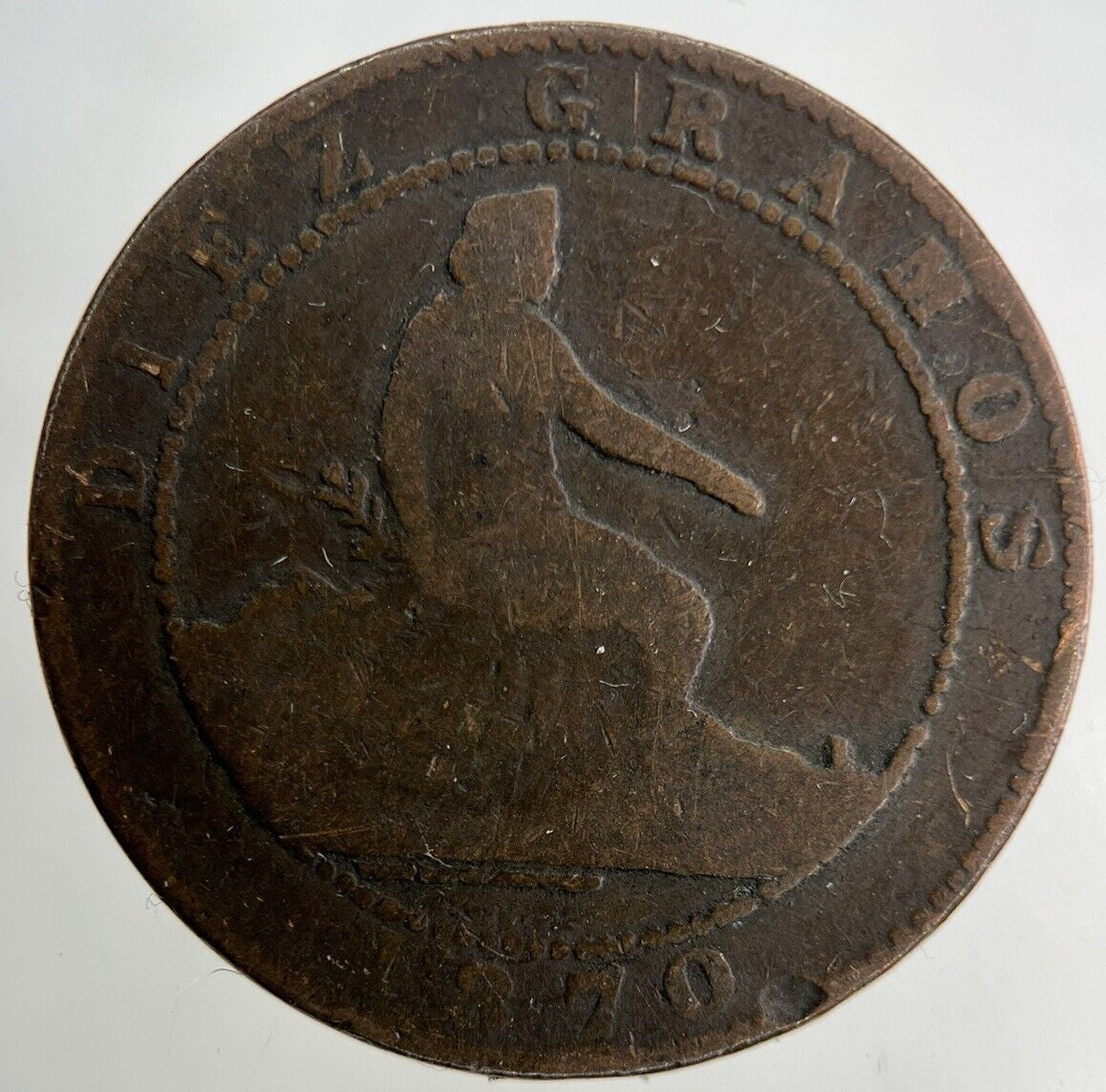 1870 Spain 10 Centimos Coin | Fair Grade
