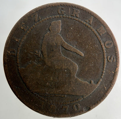 1870 Spain 10 Centimos Coin | Fair Grade