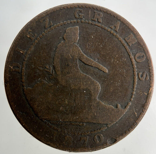 1870 Spain 10 Centimos Coin | Fair Grade